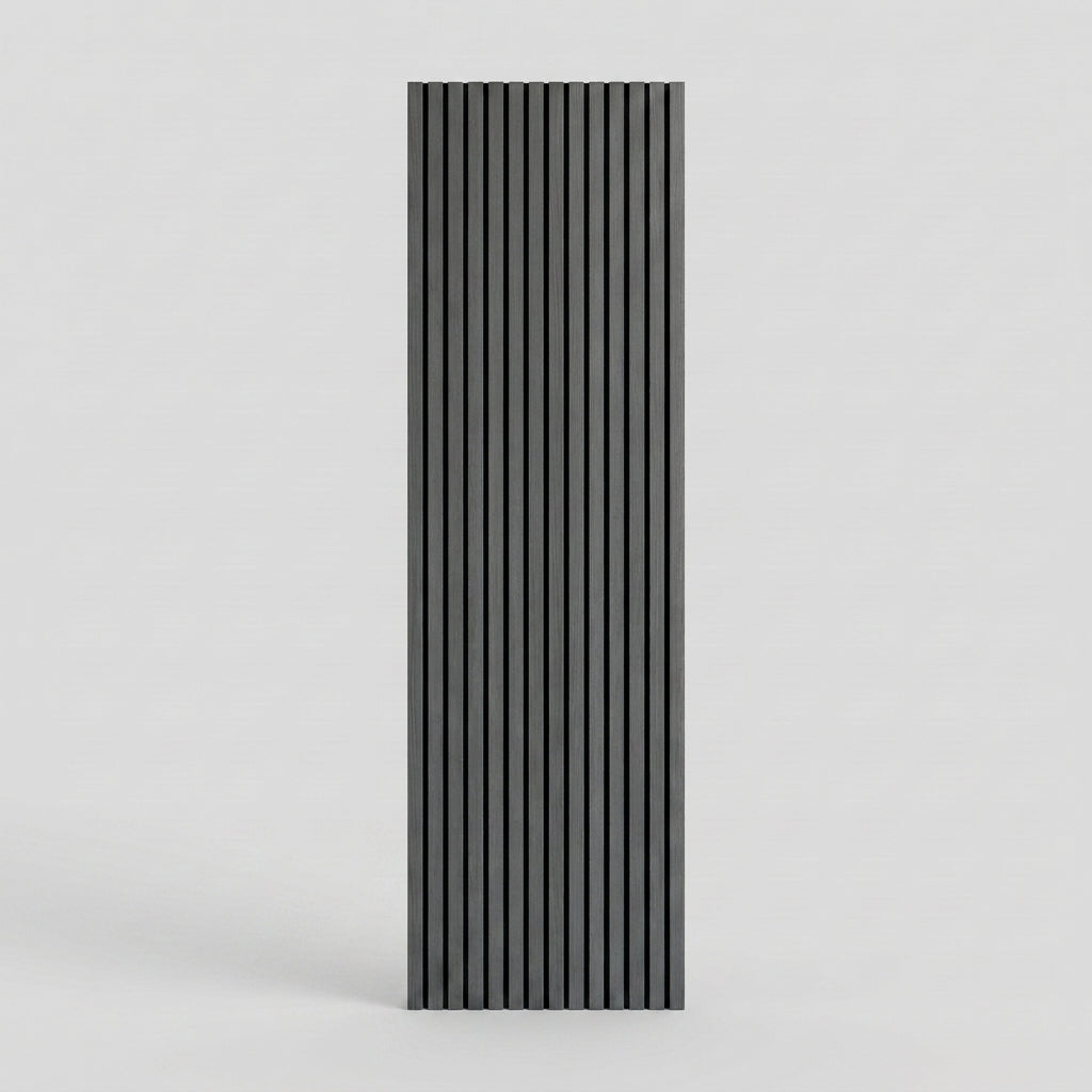 Acoustic Slatted Wood Wall Panel | 2×9 Ft | Charcoal Black