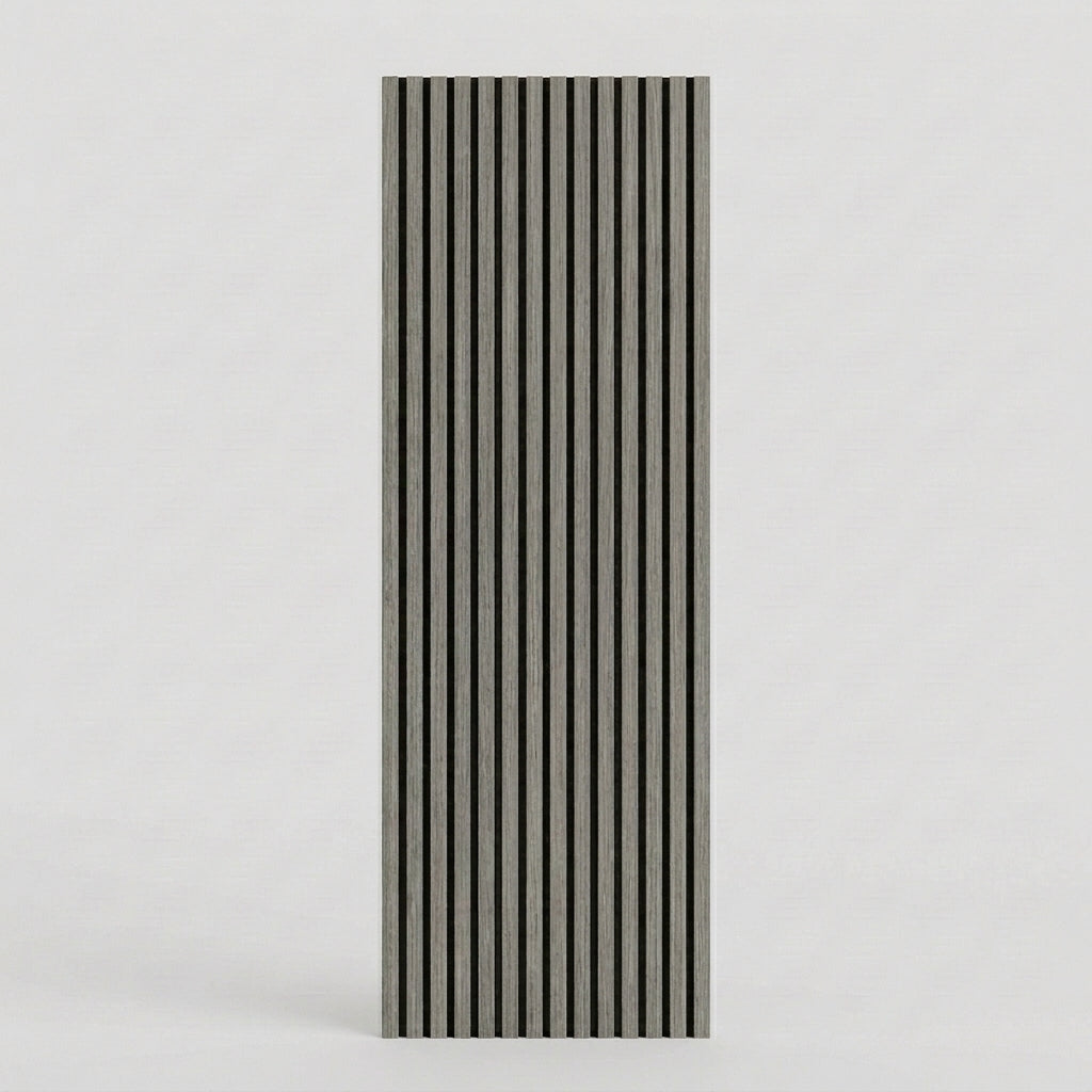 Acoustic Slatted Wood Wall Panel | 2×9 Ft | Washed Grey