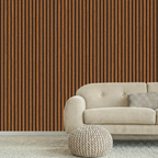 Acoustic Slatted Wood Wall Panel | 2×9 Ft | Walnut