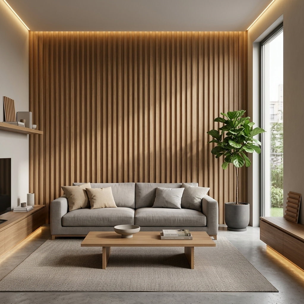 PVC Wall Grille Panel | 108 x 6.5 Inches | Oak