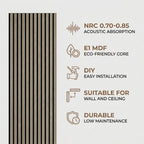 Acoustic Slatted Wood Wall Panel | 2×9 Ft | Smoked Walnut
