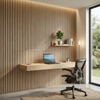 Acoustic Slatted Wood Wall Panel | 2×9 Ft | White Oak