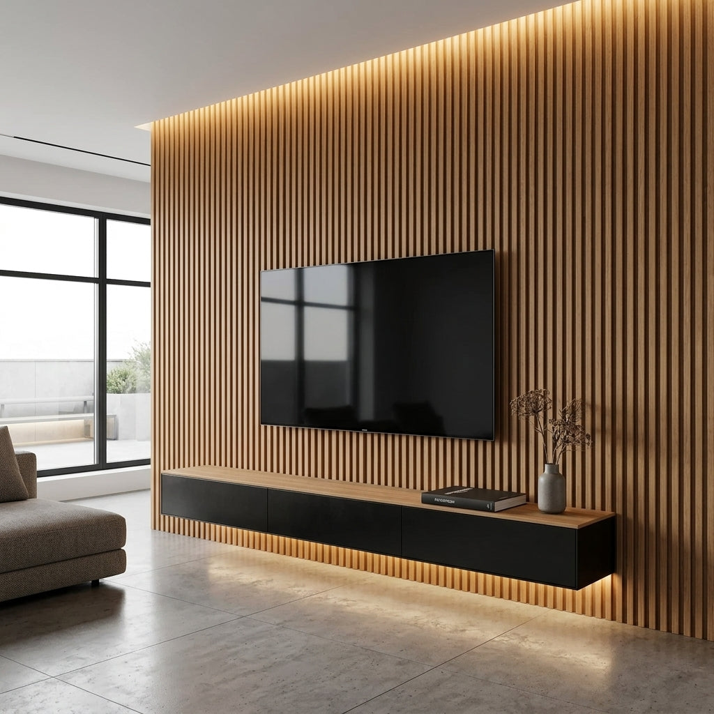 PVC Wall Grille Panel | 108 x 6.5 Inches | Oak