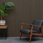 Acoustic Slatted Wood Wall Panel | 2×9 Ft | Black Walnut
