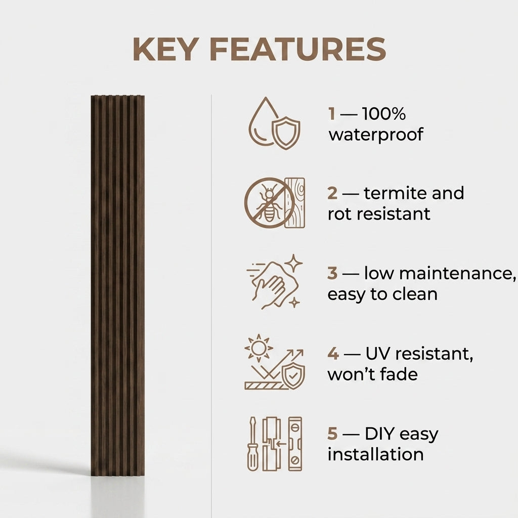 PVC Wall Grille Panel | 108 x 6.5 Inches | Walnut
