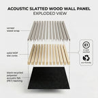 Acoustic Slatted Wood Wall Panel | 2×9 Ft | Washed Grey