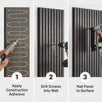 Acoustic Slatted Wood Wall Panel | 2×9 Ft | Charcoal Black
