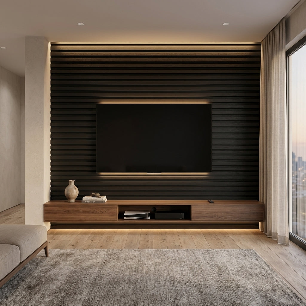 PVC Wall Grille Panel | 108 x 6.5 Inches | Black