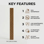PVC Wall Grille Panel | 108 x 6.5 Inches | Oak