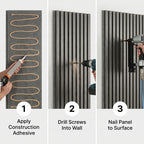 Acoustic Slatted Wood Wall Panel | 2×9 Ft | Washed Grey
