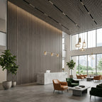 Acoustic Slatted Wood Wall Panel | 2×9 Ft | Washed Grey