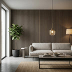 Acoustic Slatted Wood Wall Panel | 2×9 Ft | Smoked Walnut