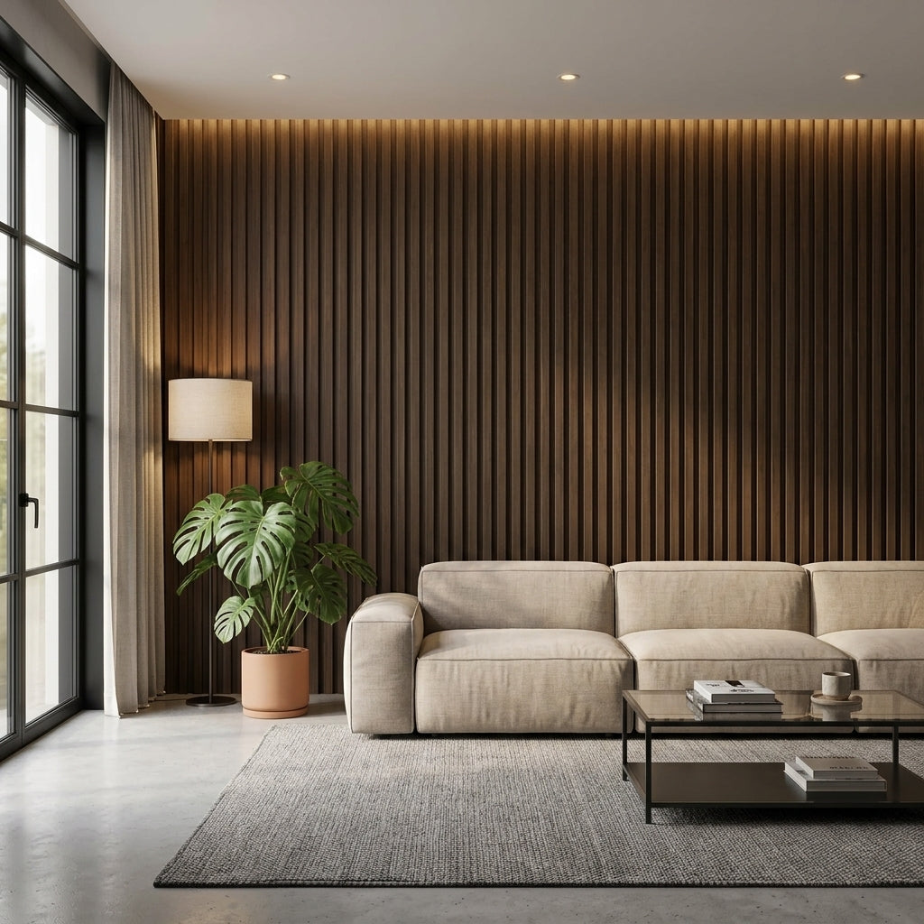 PVC Wall Grille Panel | 108 x 6.5 Inches | Walnut