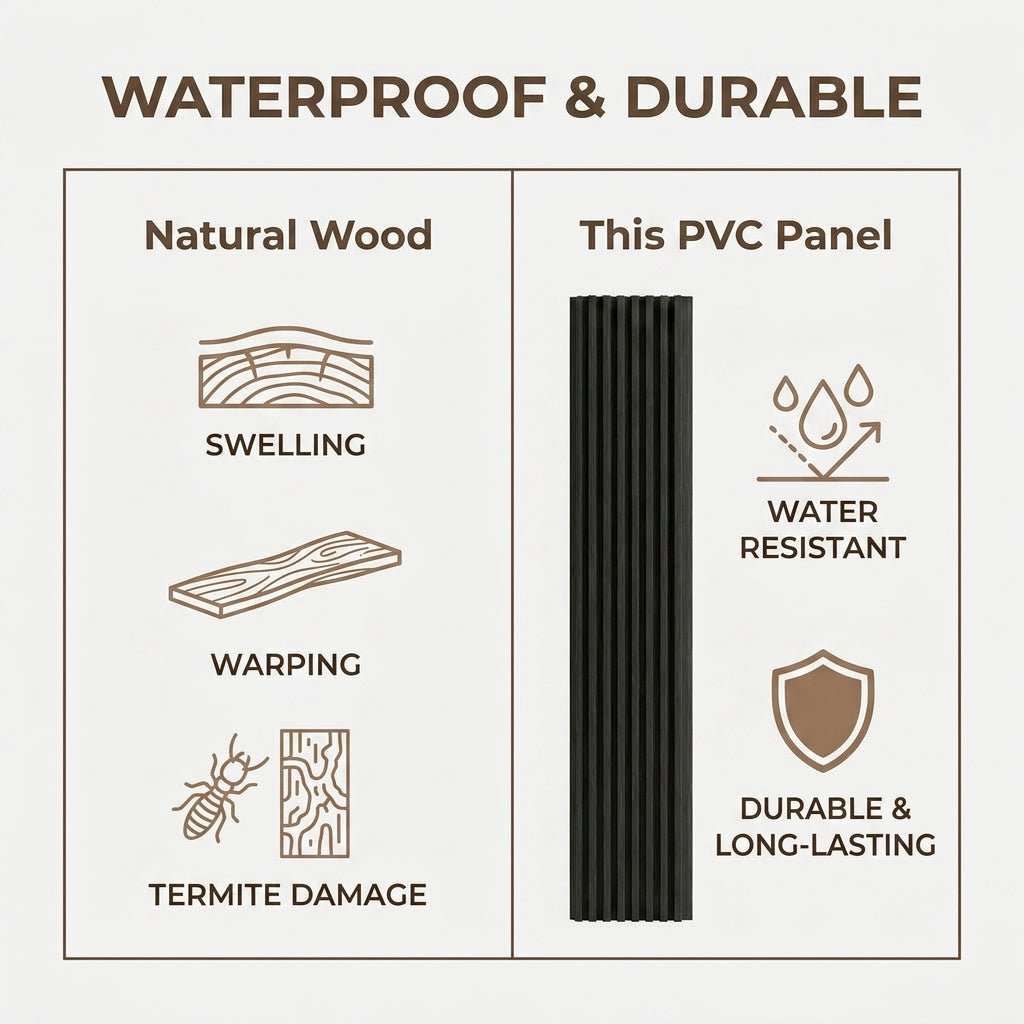 PVC Wall Grille Panel | 108 x 6.5 Inches | Black