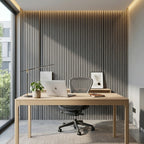Acoustic Slatted Wood Wall Panel | 2×9 Ft | Washed Grey