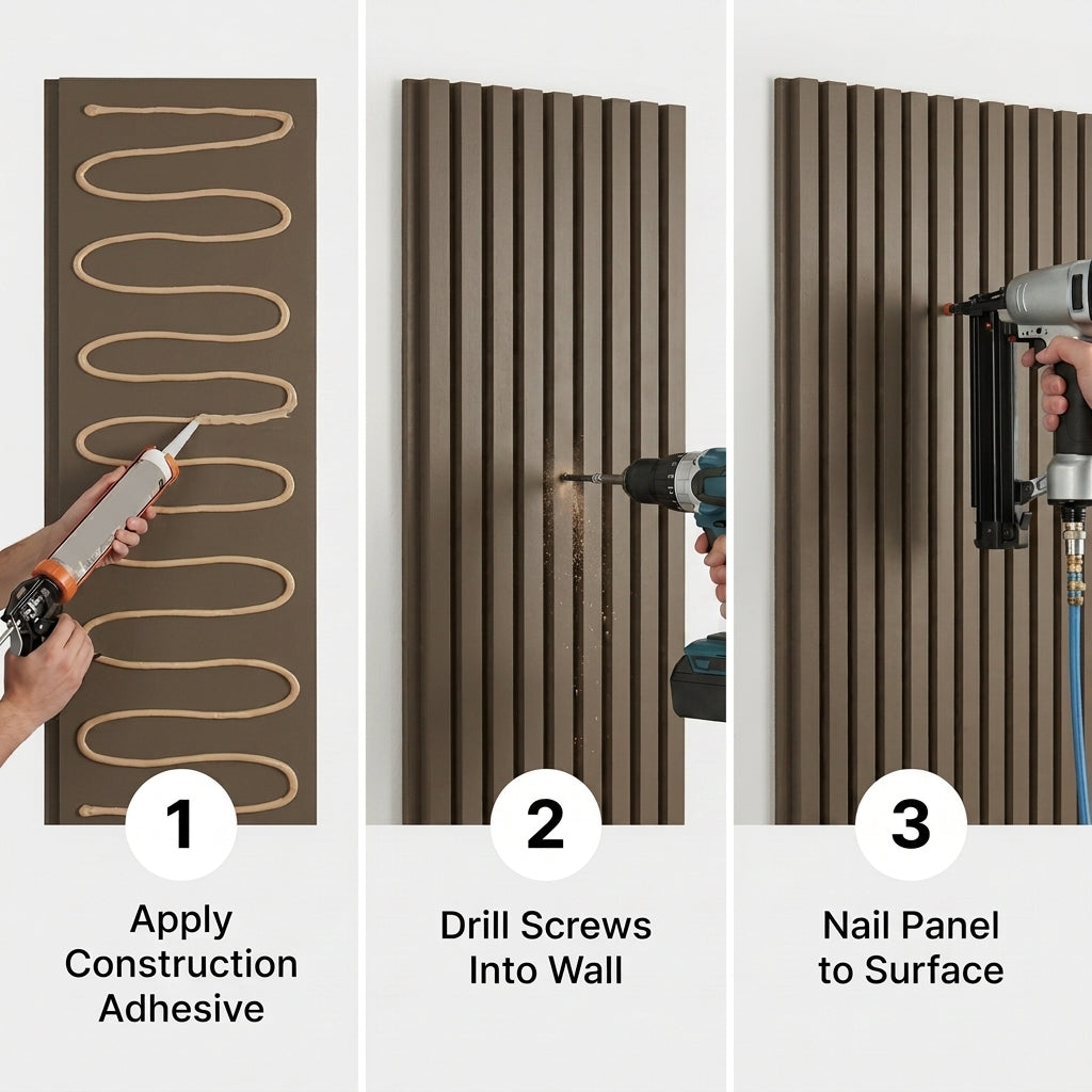 Acoustic Slatted Wood Wall Panel | 2×9 Ft | Black Walnut