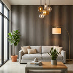Acoustic Slatted Wood Wall Panel | 2×9 Ft | Washed Grey