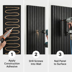 Acoustic Slatted Wood Wall Panel | 2×9 Ft | Charcoal Black