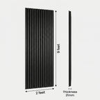 Acoustic Slatted Wood Wall Panel | 2×9 Ft | Charcoal Black