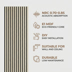 Acoustic Slatted Wood Wall Panel | 2×9 Ft | Light Oak