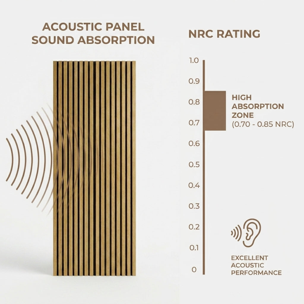 Acoustic Slatted Wood Wall Panel | 2×9 Ft | Teak