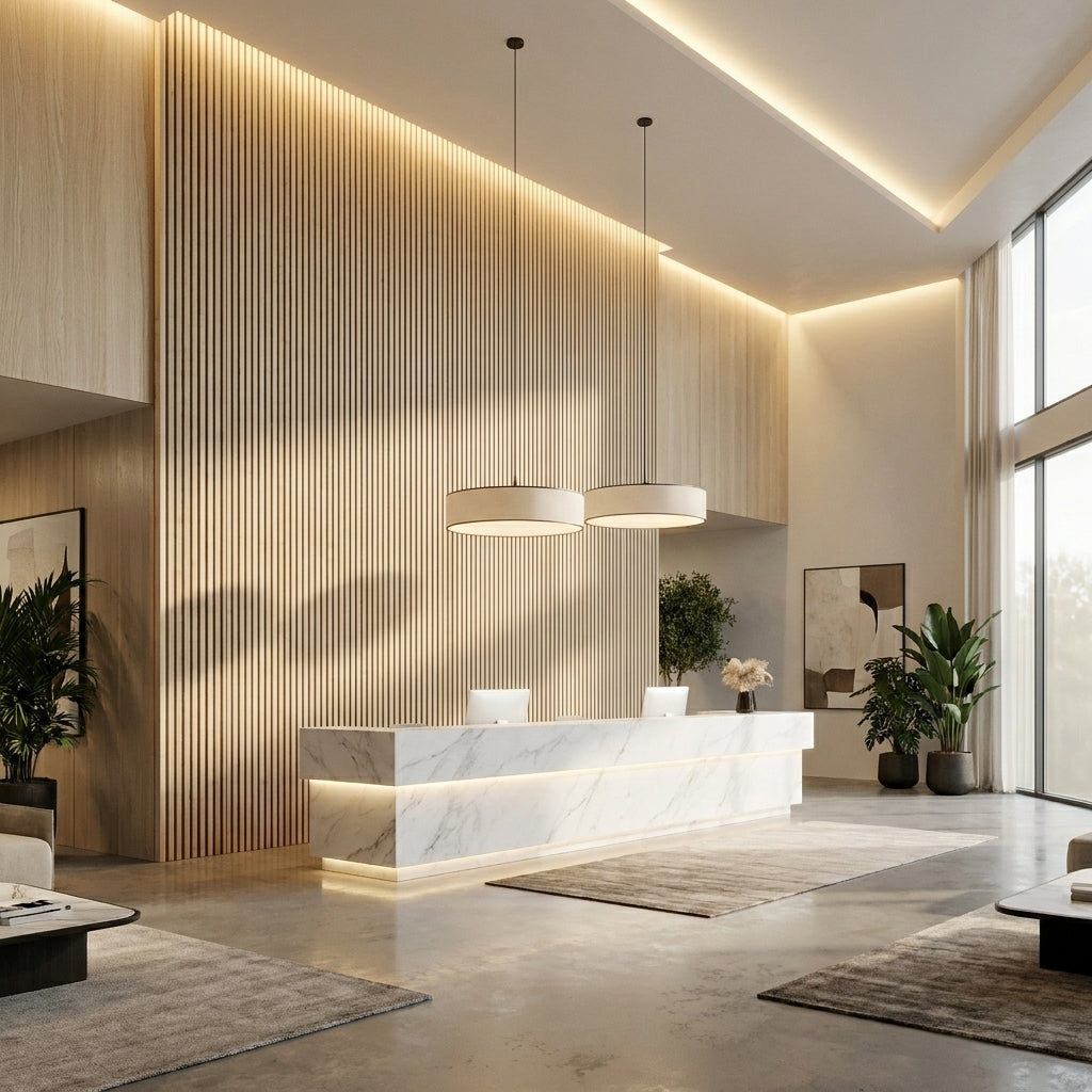Acoustic Slatted Wood Wall Panel | 2×9 Ft | Light Oak