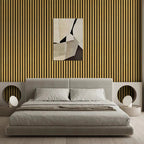 Acoustic Slatted Wood Wall Panel | 2×9 Ft | Teak