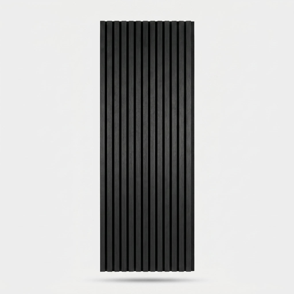 Acoustic Slatted Wood Wall Panel | 2×9 Ft | Charcoal Black