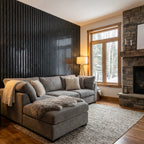 Acoustic Slatted Wood Wall Panel | 2×9 Ft | Marble Black