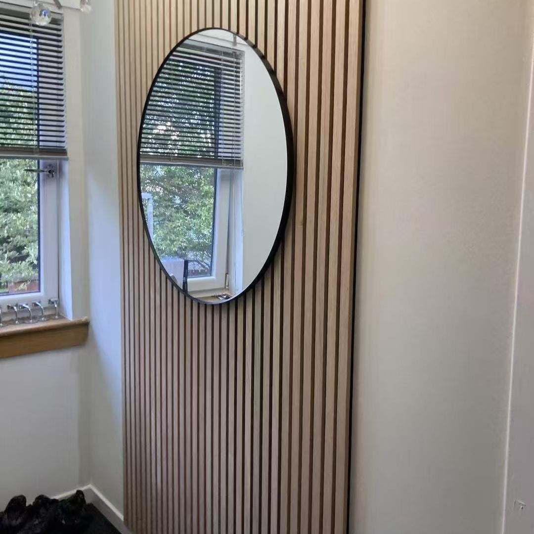 Acoustic Slatted Wood Wall Panel | 2×9 Ft | Light Oak