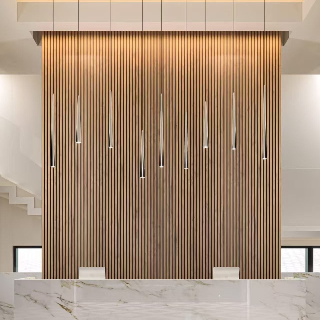 Acoustic Slatted Wood Wall Panel | 2×9 Ft | Light Oak