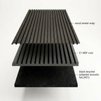 Acoustic Slatted Wood Wall Panel | 2×9 Ft | Marble Black