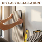 Acoustic Slatted Wood Wall Panel | 2×9 Ft | Grey Oak