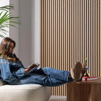 Acoustic Slatted Wood Wall Panel | 2×9 Ft | Light Oak