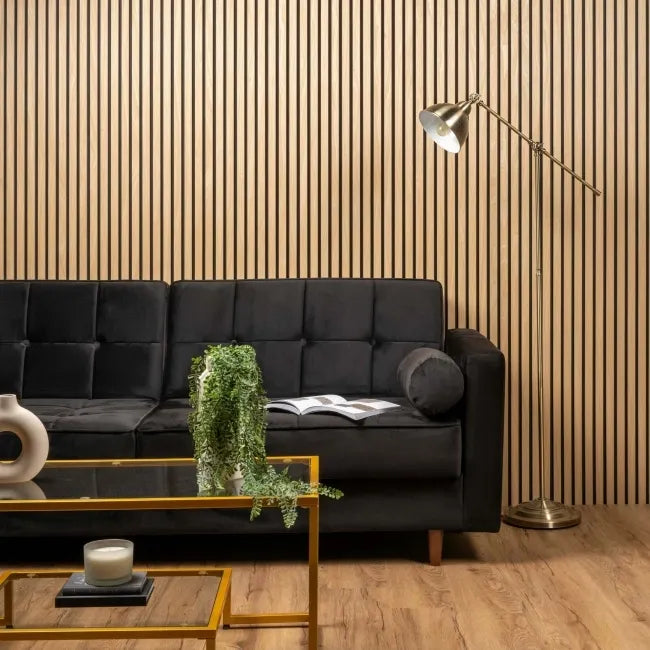 Acoustic Slatted Wood Wall Panel | 2×9 Ft | Light Oak
